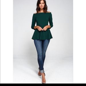 Peplum hunter green shirt